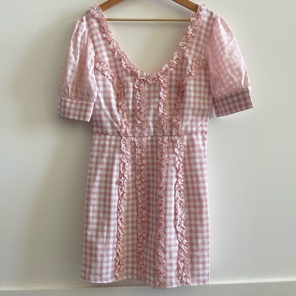 [The East Order] Pink Gingham Mini Dress